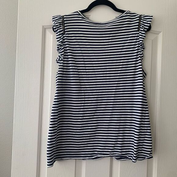 Michael Kors | Flutter Sleeve Stripe Shirt - Picture 4 of 6